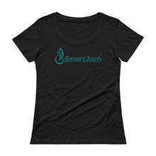 Ladies' Scoopneck Ocean Blue Green Logo T-Shirt