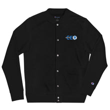 I AM THE CEO Embroidered Champion Bomber Jacket (Aqua Blue Logo)