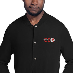 I AM THE CEO Embroidered Champion Bomber Jacket (Red Logo)