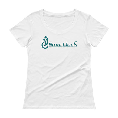 Ladies' Scoopneck Ocean Blue Green Logo T-Shirt