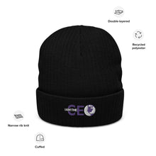 I AM THE CEO Recycled cuffed beanie Purple logo