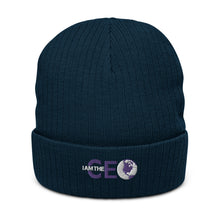 I AM THE CEO Recycled cuffed beanie Purple logo