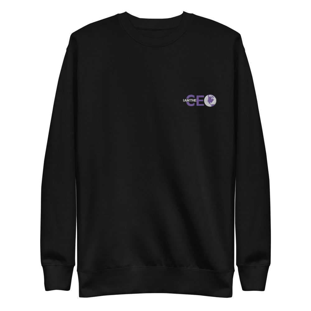 I AM THE CEO Unisex Fleece Pullover EMBROIDERED PURPLE